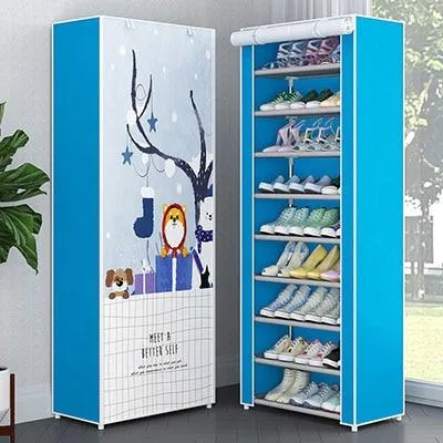 10 Layers 9 Grids Cloth Shoe Storage  Rack Dustproof Assembly  Home Orgnization