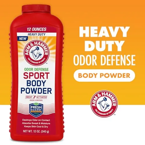 Arm & Hammer Sport Body Powder, Powder for Men and Women, Fresh Feeling, Talc Free, Aluminum Free Odor Defense with Baking Soda