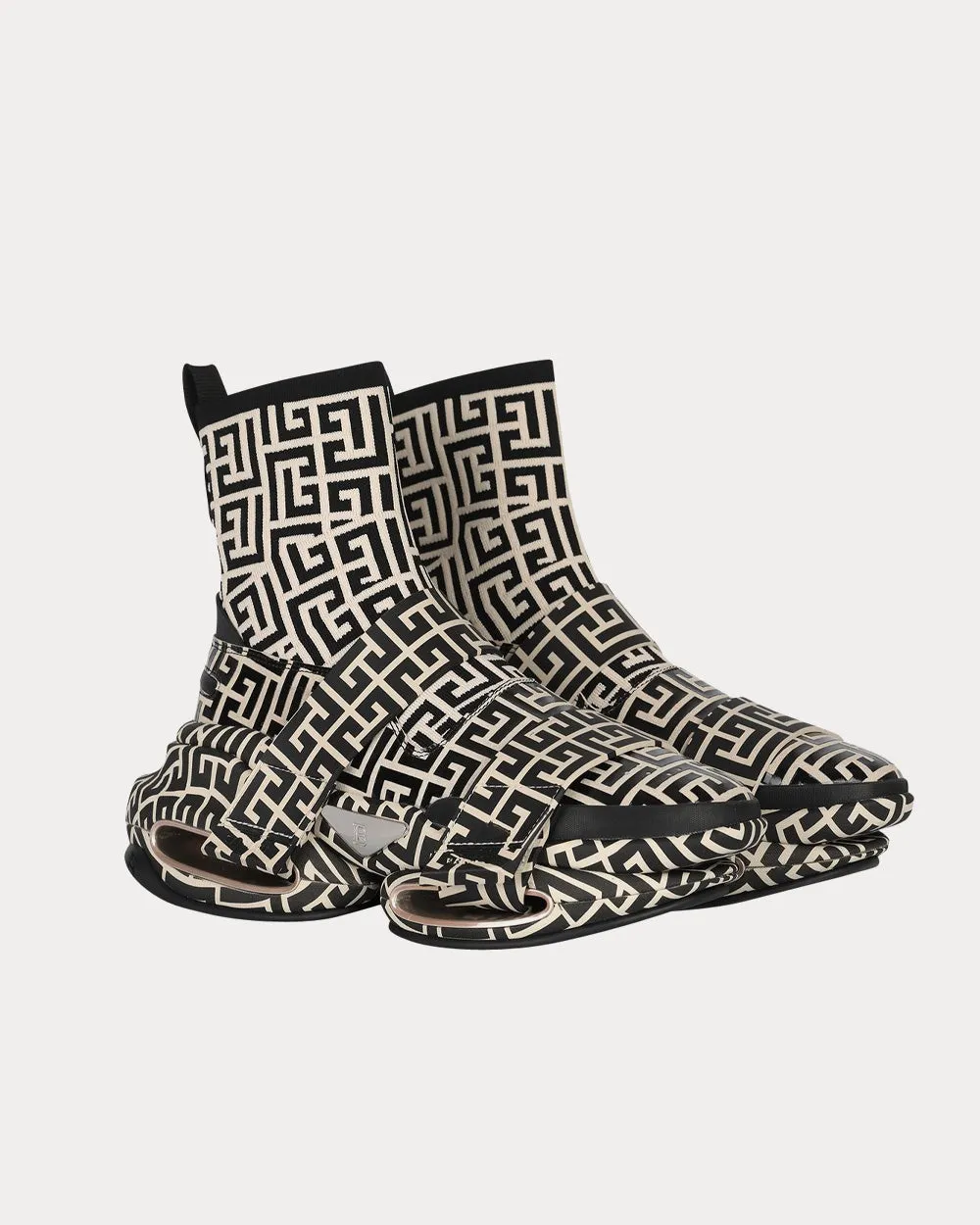 B-Bold Bicolor Knit & Suede Ivory High Top Sneakers