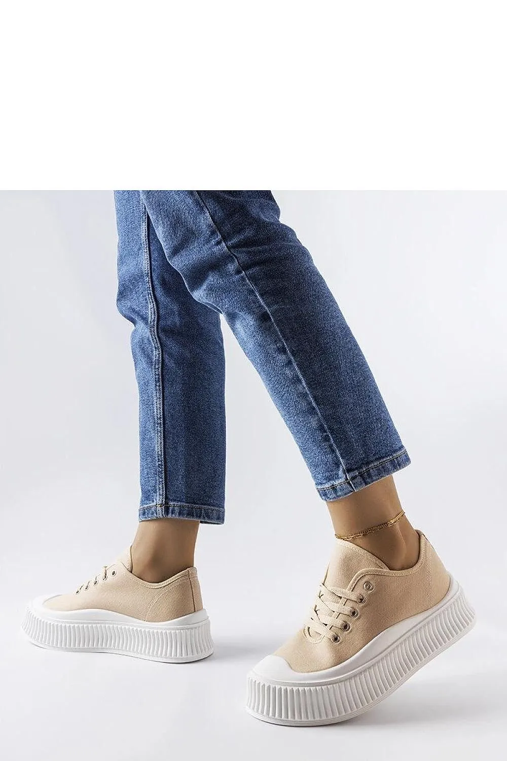 Beige platform sneakers