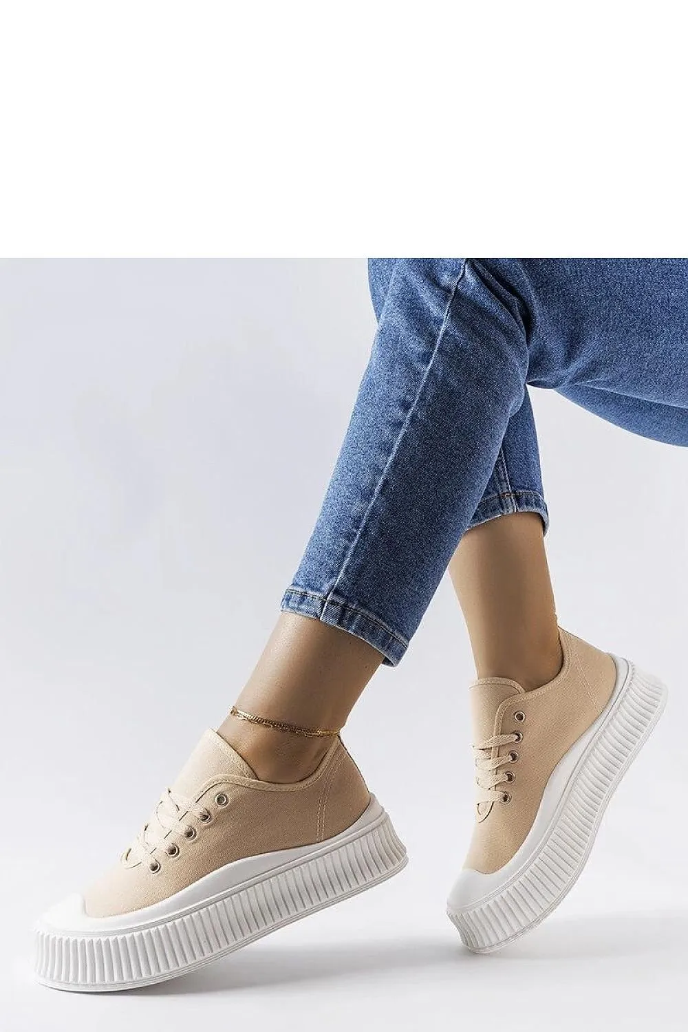 Beige platform sneakers