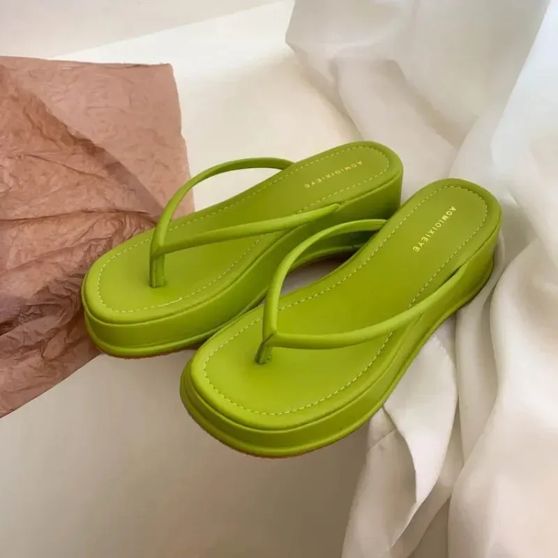 binfenxie  -  2024 Summer Platform Women Flip Flop Slippers Slip on Shoes Ladies Casual Wedges Female Outdoor Party Slides White Sandalias