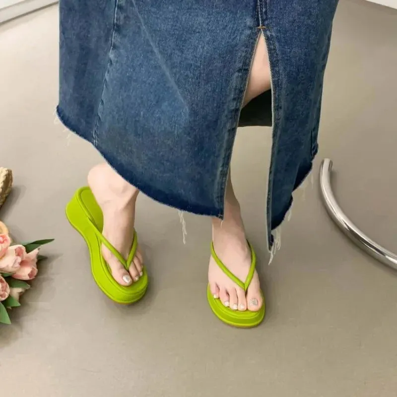 binfenxie  -  2024 Summer Platform Women Flip Flop Slippers Slip on Shoes Ladies Casual Wedges Female Outdoor Party Slides White Sandalias