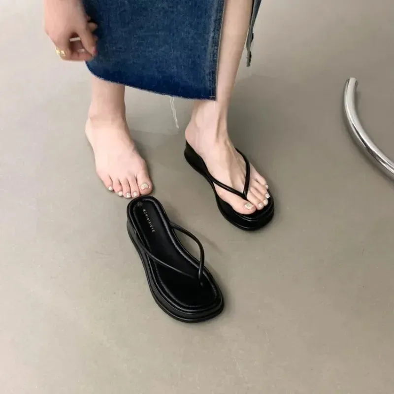 binfenxie  -  2024 Summer Platform Women Flip Flop Slippers Slip on Shoes Ladies Casual Wedges Female Outdoor Party Slides White Sandalias
