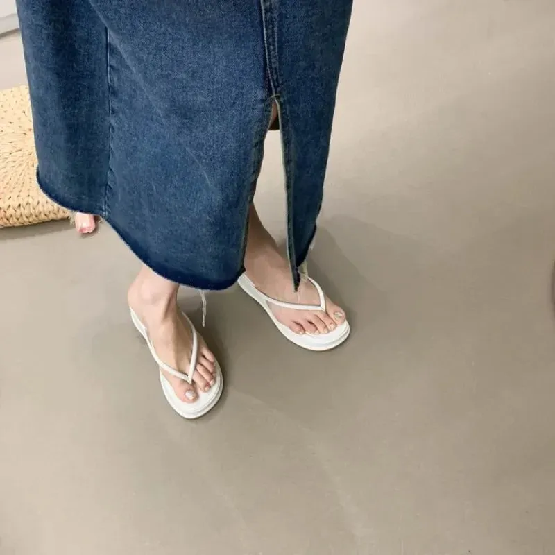 binfenxie  -  2024 Summer Platform Women Flip Flop Slippers Slip on Shoes Ladies Casual Wedges Female Outdoor Party Slides White Sandalias