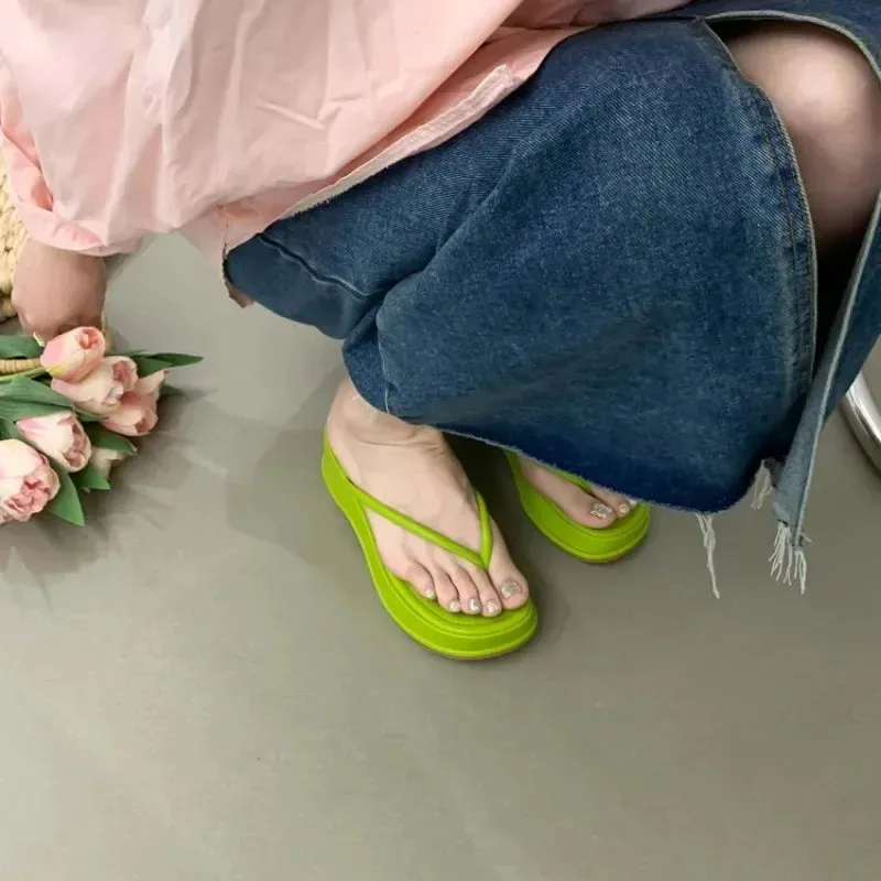 binfenxie  -  2024 Summer Platform Women Flip Flop Slippers Slip on Shoes Ladies Casual Wedges Female Outdoor Party Slides White Sandalias