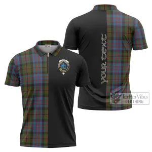 Bowie Tartan Zipper Polo Shirt with Family Crest and Half Of Me Style