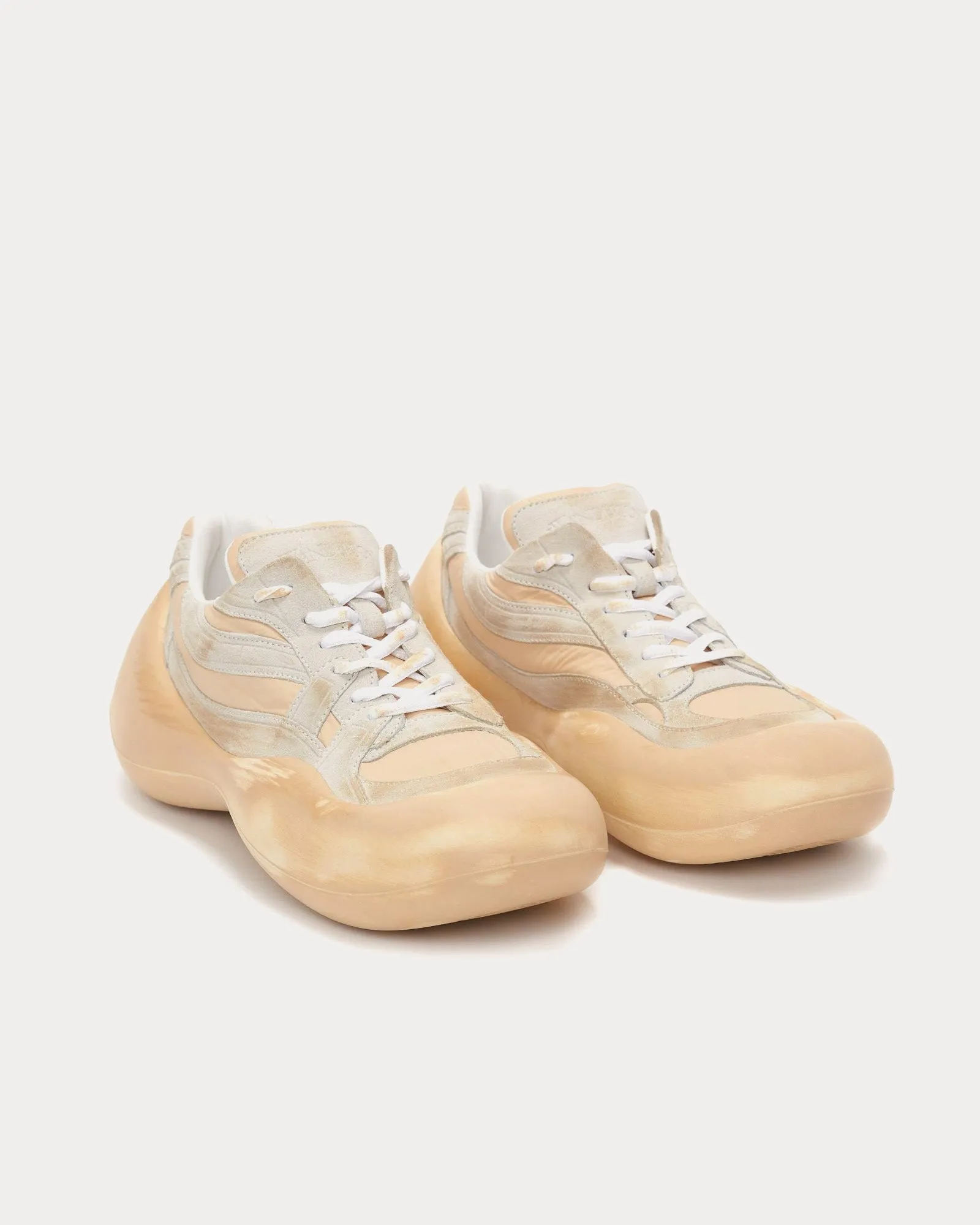 Bumper-Hike Distressed Ecru / Peach Orange Low Top Sneakers