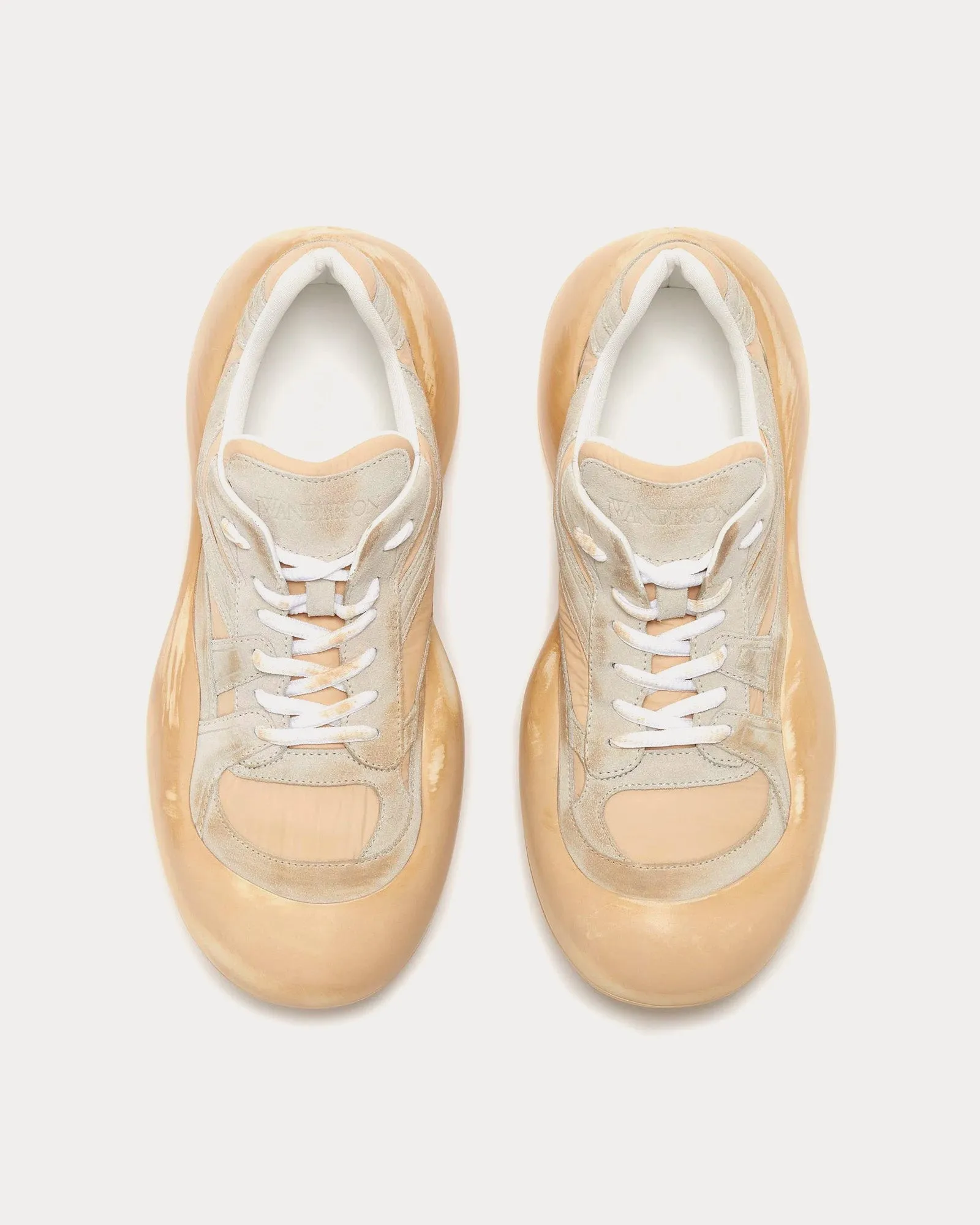Bumper-Hike Distressed Ecru / Peach Orange Low Top Sneakers