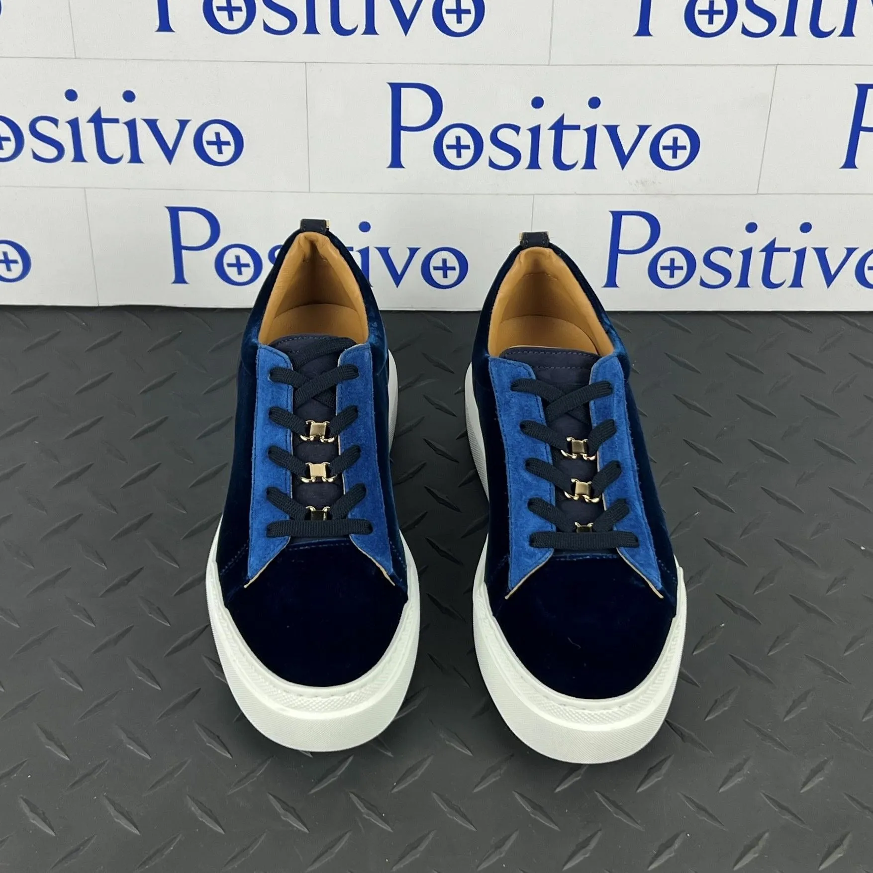 Buscemi Women's Ninna Velvet Navy Leather Sneakers