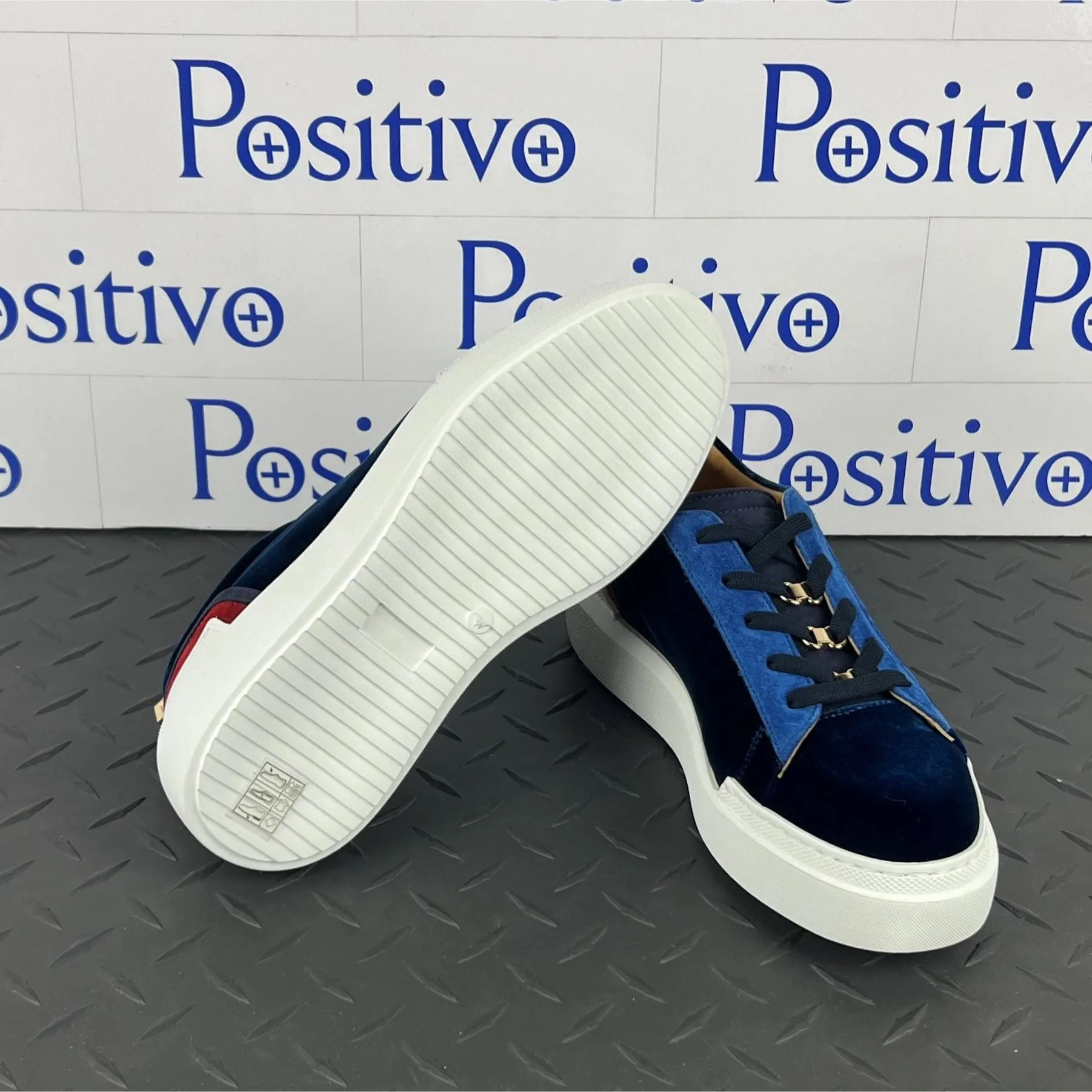 Buscemi Women's Ninna Velvet Navy Leather Sneakers