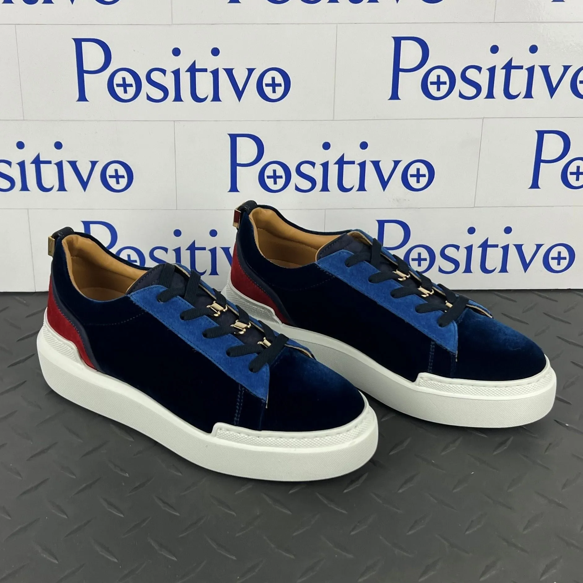 Buscemi Women's Ninna Velvet Navy Leather Sneakers