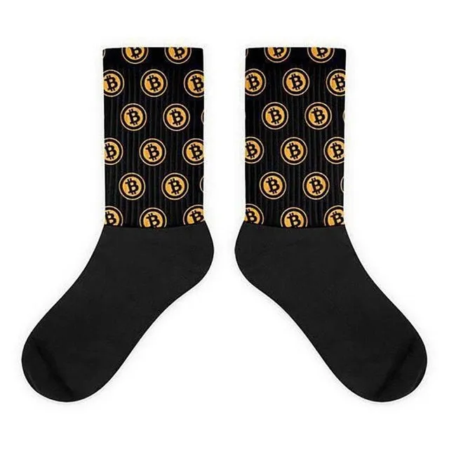 Buy this cool bitcon socks back and gold FREE SHIPPING