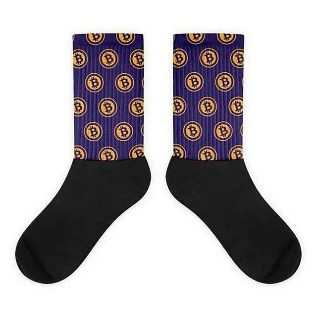 Buy this cool bitcon socks back and gold FREE SHIPPING