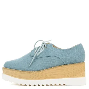 Cape Robbin Fara-2 Blue Platform Dress Shoe Denim