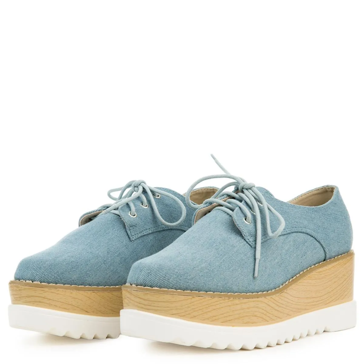 Cape Robbin Fara-2 Blue Platform Dress Shoe Denim