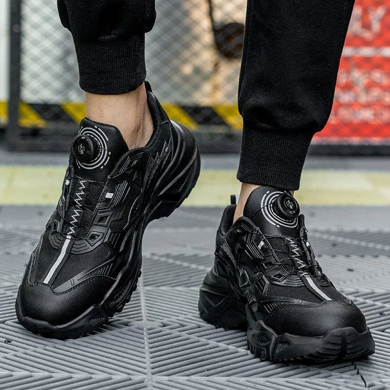 Cuzcare Orthopedic Shoes Men Plus Size Sports Sneakers Steel Toe Rotary Button Stylish