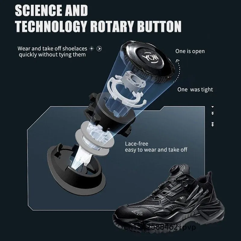 Cuzcare Orthopedic Shoes Men Plus Size Sports Sneakers Steel Toe Rotary Button Stylish