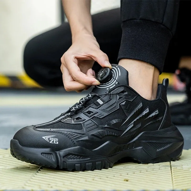 Cuzcare Orthopedic Shoes Men Plus Size Sports Sneakers Steel Toe Rotary Button Stylish