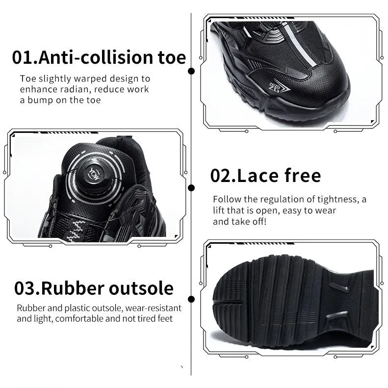 Cuzcare Orthopedic Shoes Men Plus Size Sports Sneakers Steel Toe Rotary Button Stylish