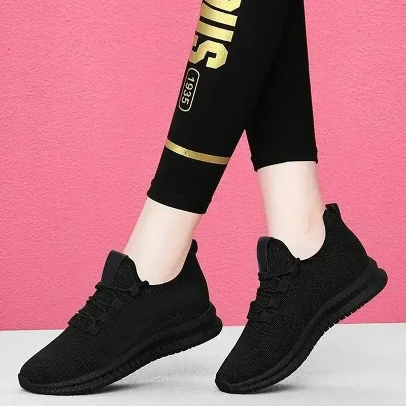 Delilah - Breathable Black Platform Sneakers for Women