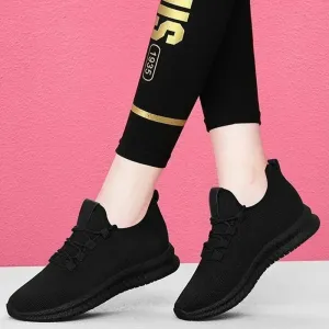 Delilah - Breathable Black Platform Sneakers for Women