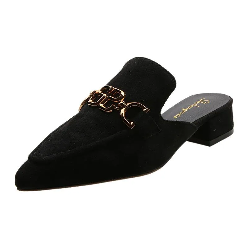 Finn Chain Pointed Toe Mule Shoes Closed-Toe Slippers Spring/Summer Pointed-Toe Mules Shoes