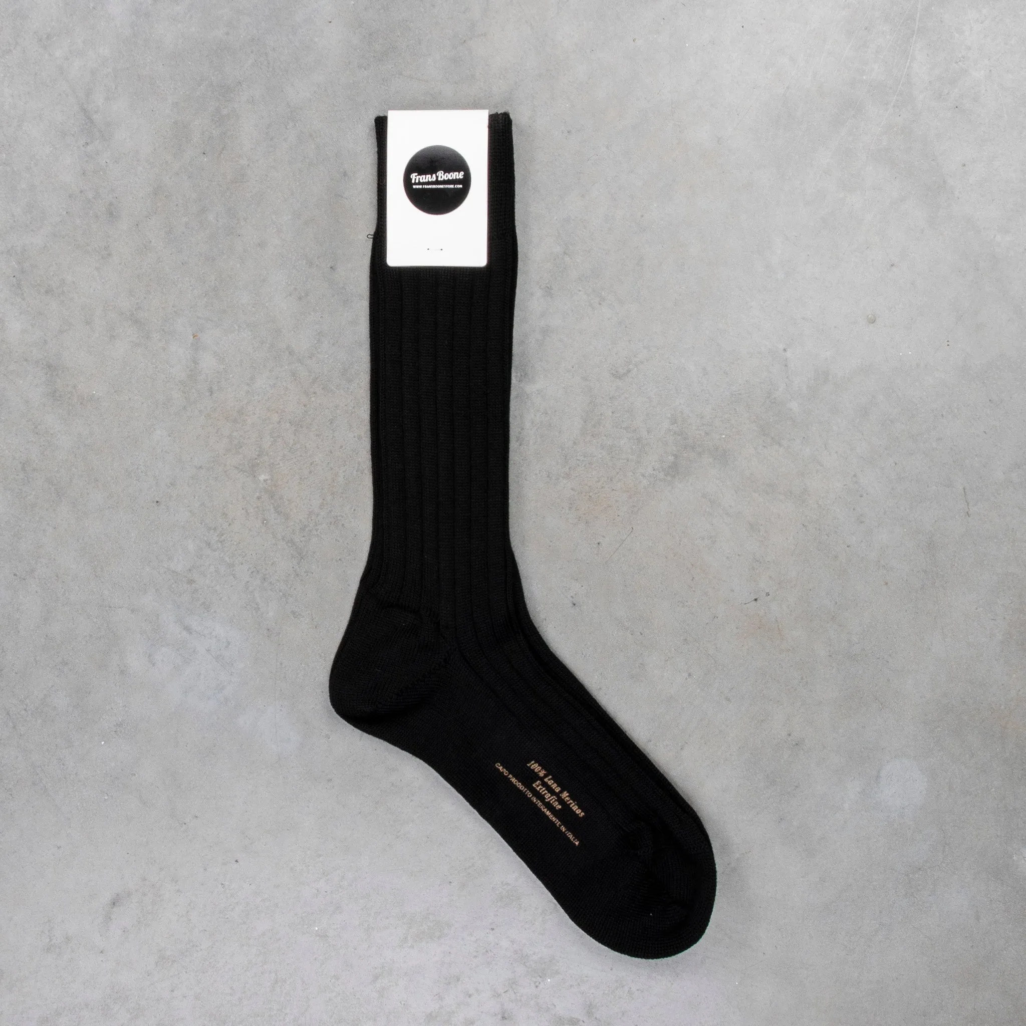 Frans Boone Socks Pura Lana Merinos Pesante Nero
