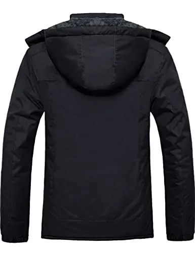 GEMYSE Men's Mountain Waterproof Ski Snow Jacket Winter Windproof Rain Jacket (Black,Large)