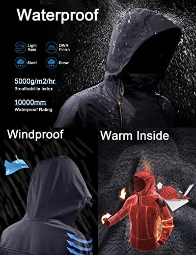 GEMYSE Men's Mountain Waterproof Ski Snow Jacket Winter Windproof Rain Jacket (Black,Large)