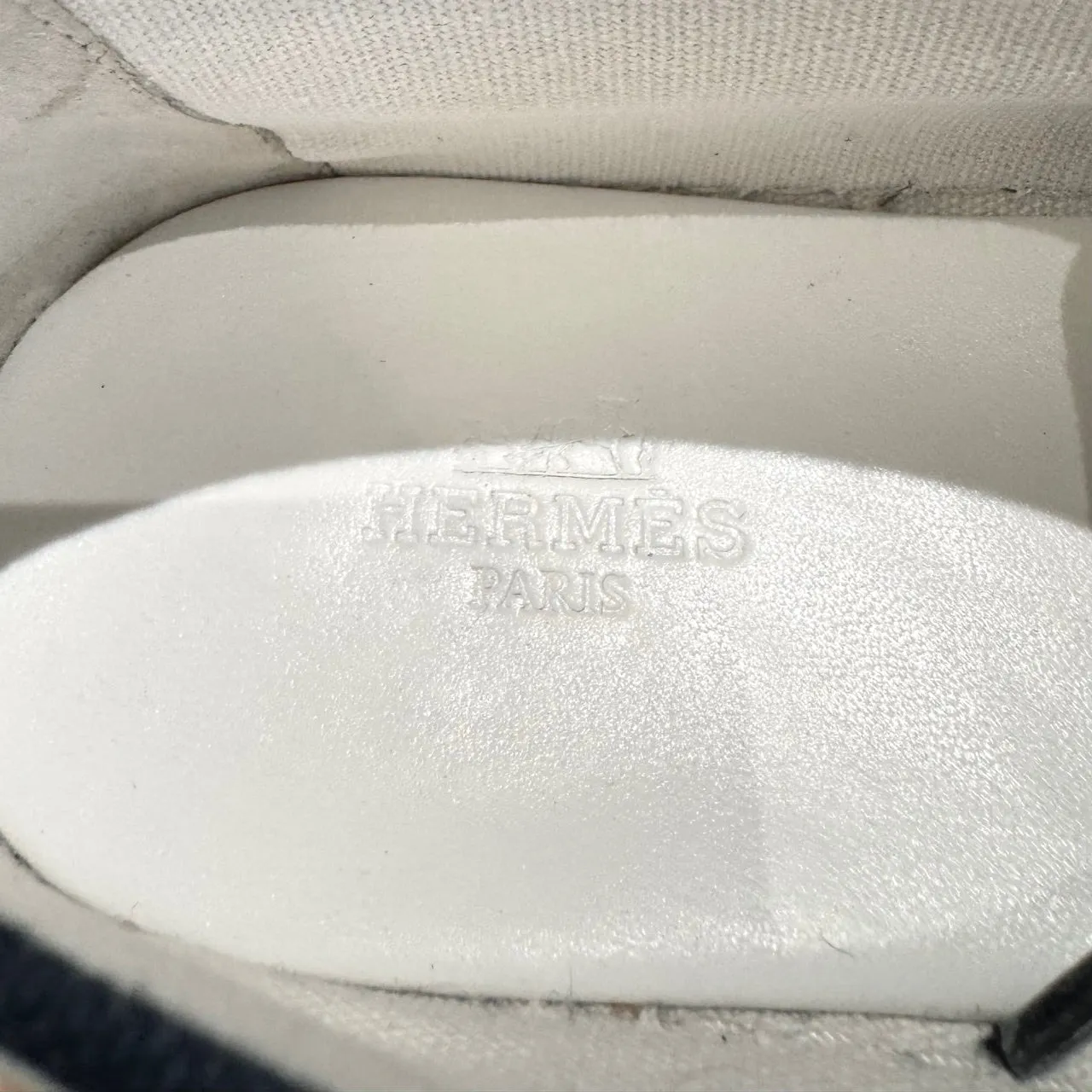 Hermès Navy Blue Canvas Rosa Espadrille Raffia Platform Sneakers