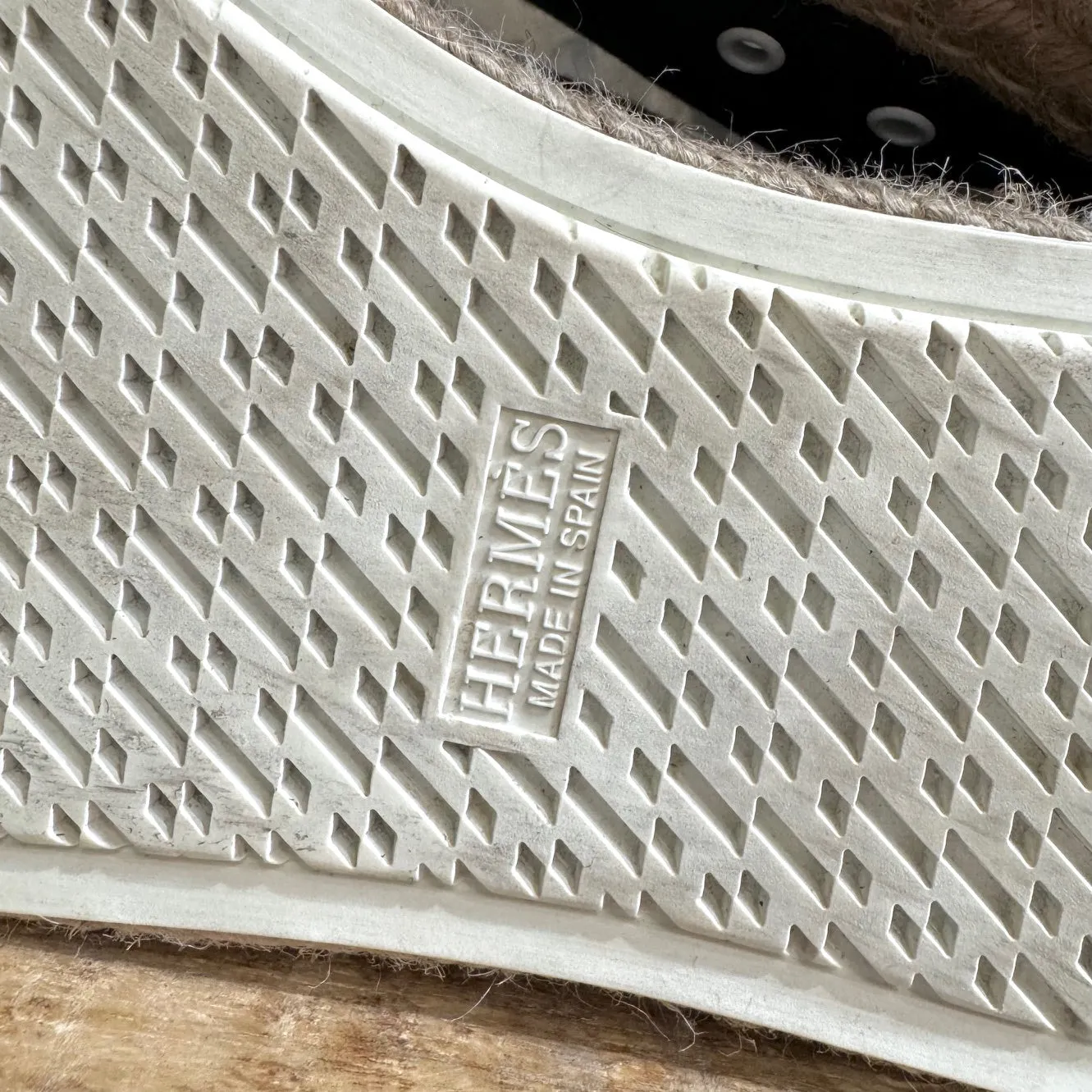 Hermès Navy Blue Canvas Rosa Espadrille Raffia Platform Sneakers