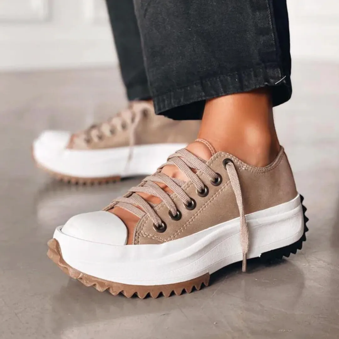 Leather Platform Lace Up Sneaker