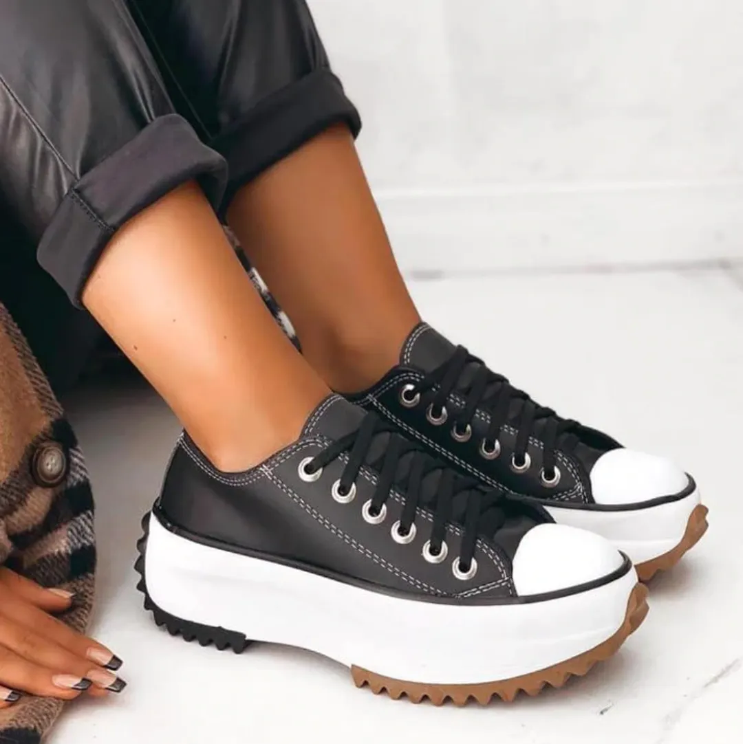 Leather Platform Lace Up Sneaker