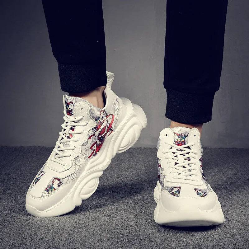 Lion Dancing Element Men's Chinese Style Platform Sneakers