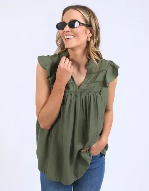 Market Lace Trim Blouse - Clover
