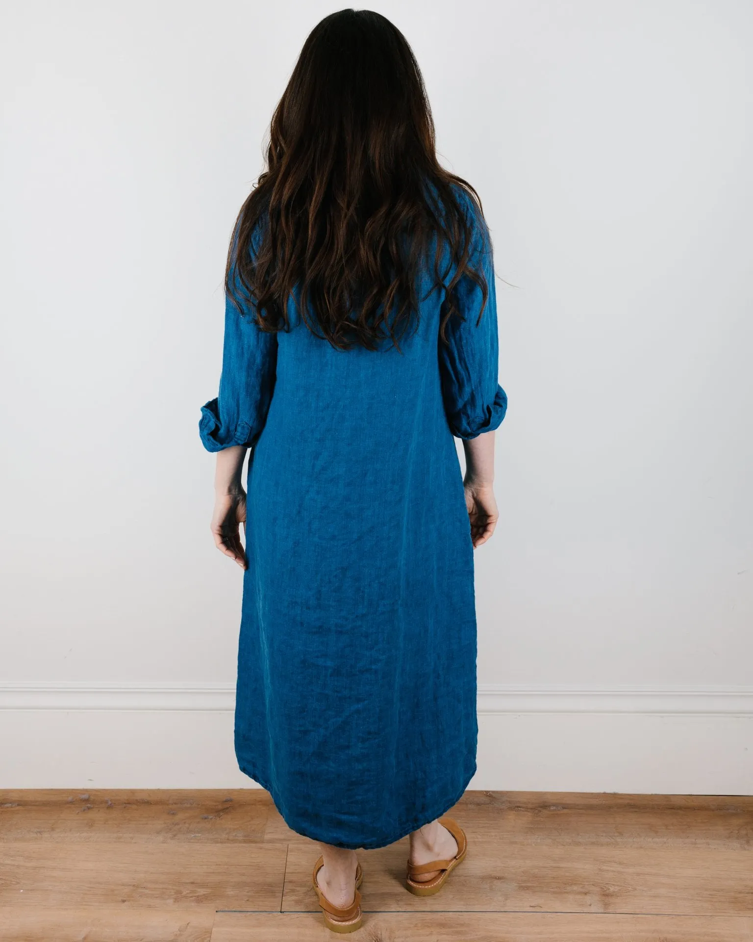 Maxi Shirtdress in Bleach Indigo HW Linen Twill
