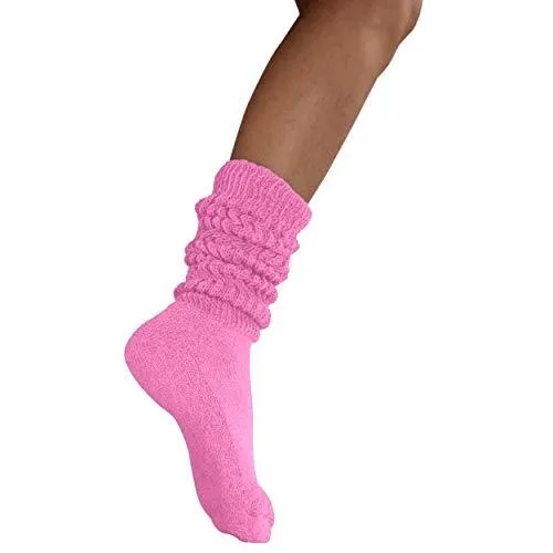 MDR Distirbutors Women's Extra Long & Heavy Slouch Cotton Wear at any Length Socks Made in USA 1 Pair Size 9 to 11