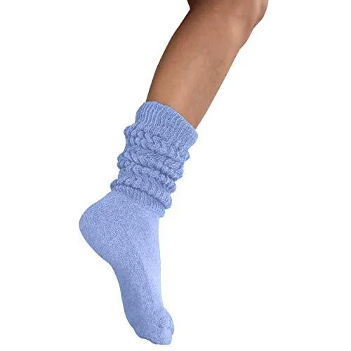 MDR Distirbutors Women's Extra Long & Heavy Slouch Cotton Wear at any Length Socks Made in USA 1 Pair Size 9 to 11