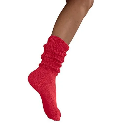 MDR Distirbutors Women's Extra Long & Heavy Slouch Cotton Wear at any Length Socks Made in USA 1 Pair Size 9 to 11