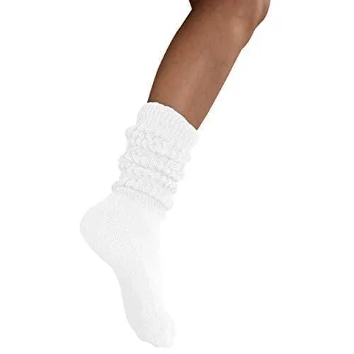 MDR Distirbutors Women's Extra Long & Heavy Slouch Cotton Wear at any Length Socks Made in USA 1 Pair Size 9 to 11