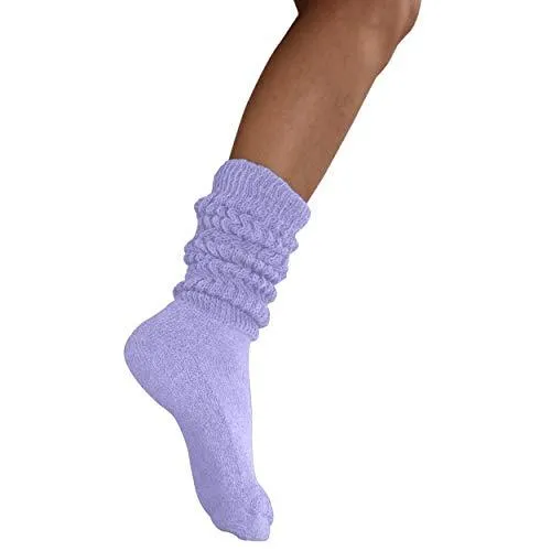 MDR Distirbutors Women's Extra Long & Heavy Slouch Cotton Wear at any Length Socks Made in USA 1 Pair Size 9 to 11