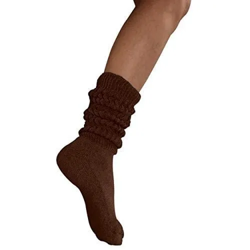 MDR Distirbutors Women's Extra Long & Heavy Slouch Cotton Wear at any Length Socks Made in USA 1 Pair Size 9 to 11