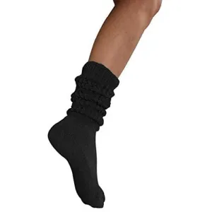 MDR Distirbutors Women's Extra Long & Heavy Slouch Cotton Wear at any Length Socks Made in USA 1 Pair Size 9 to 11