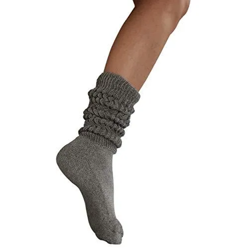 MDR Distirbutors Women's Extra Long & Heavy Slouch Cotton Wear at any Length Socks Made in USA 1 Pair Size 9 to 11