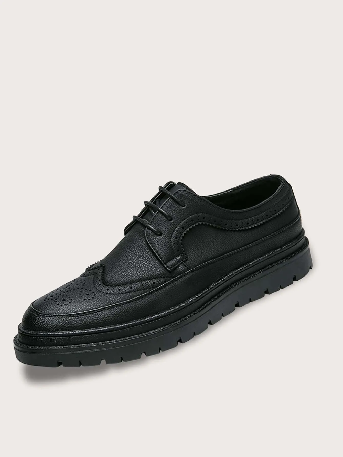 Men Lace-up Front Wingtip Brogue Shoes