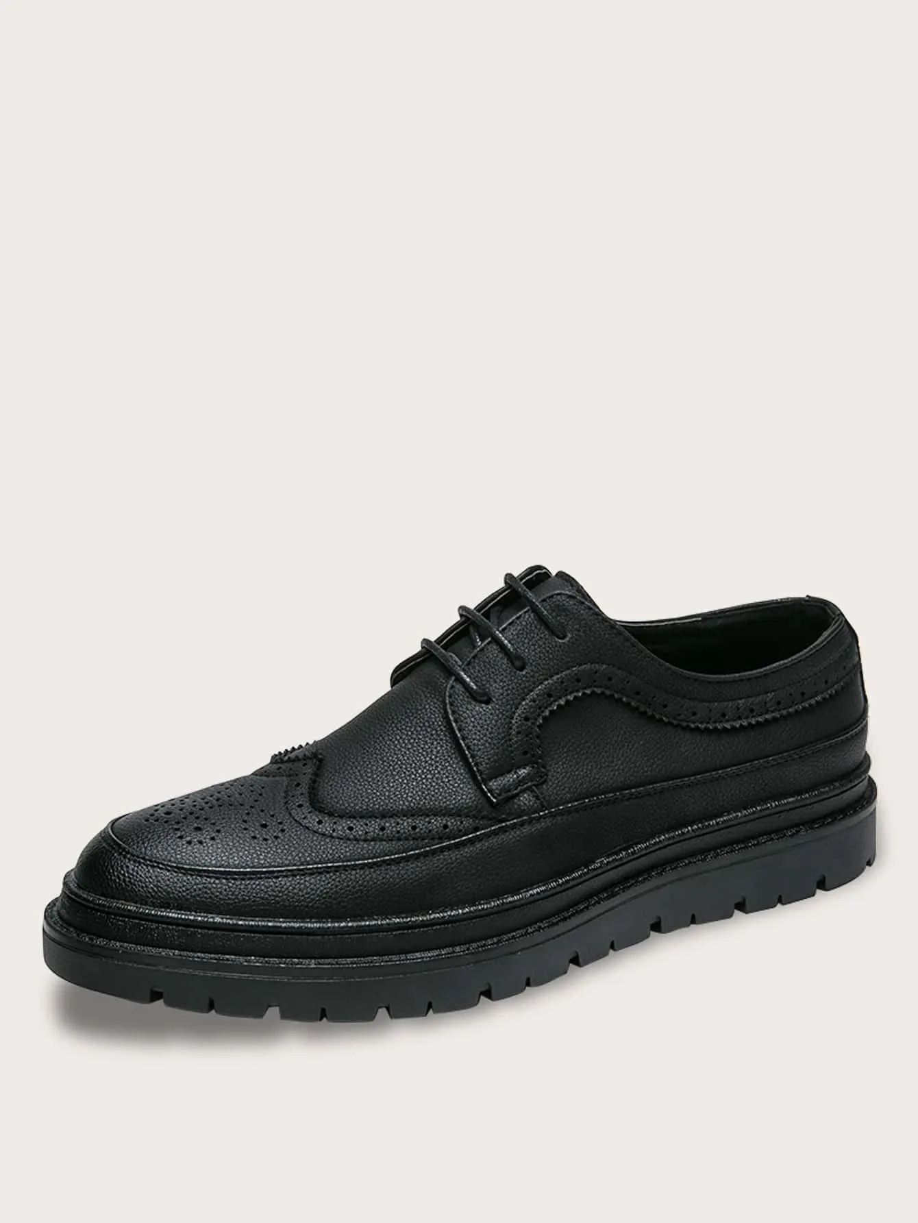 Men Lace-up Front Wingtip Brogue Shoes