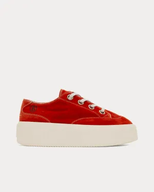 MM6 Platform Suede Red Low Top Sneakers