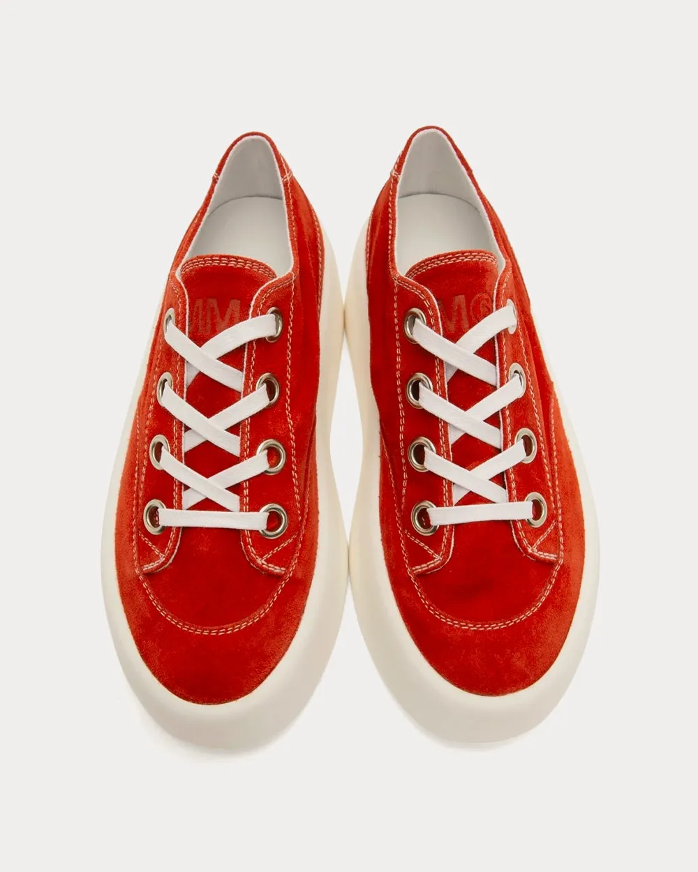 MM6 Platform Suede Red Low Top Sneakers