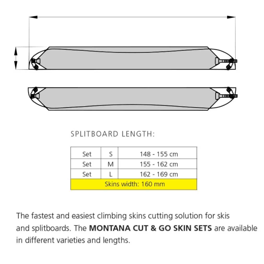 Montana Cut & Go 160mm Adrenaline Splitboard Skins
